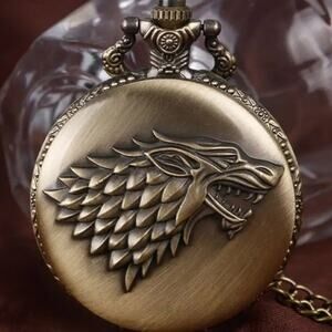 Game of Thrones Pocket Watch GOT House Stark Wolf Christmas Birthday GIFT - NEW